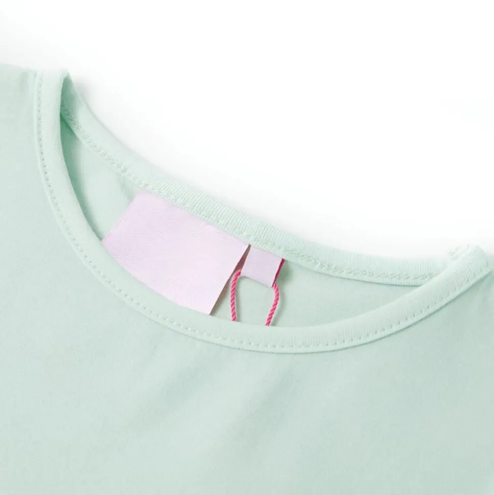 Kindershirt met kapmouwen 128 lichtmintkleur