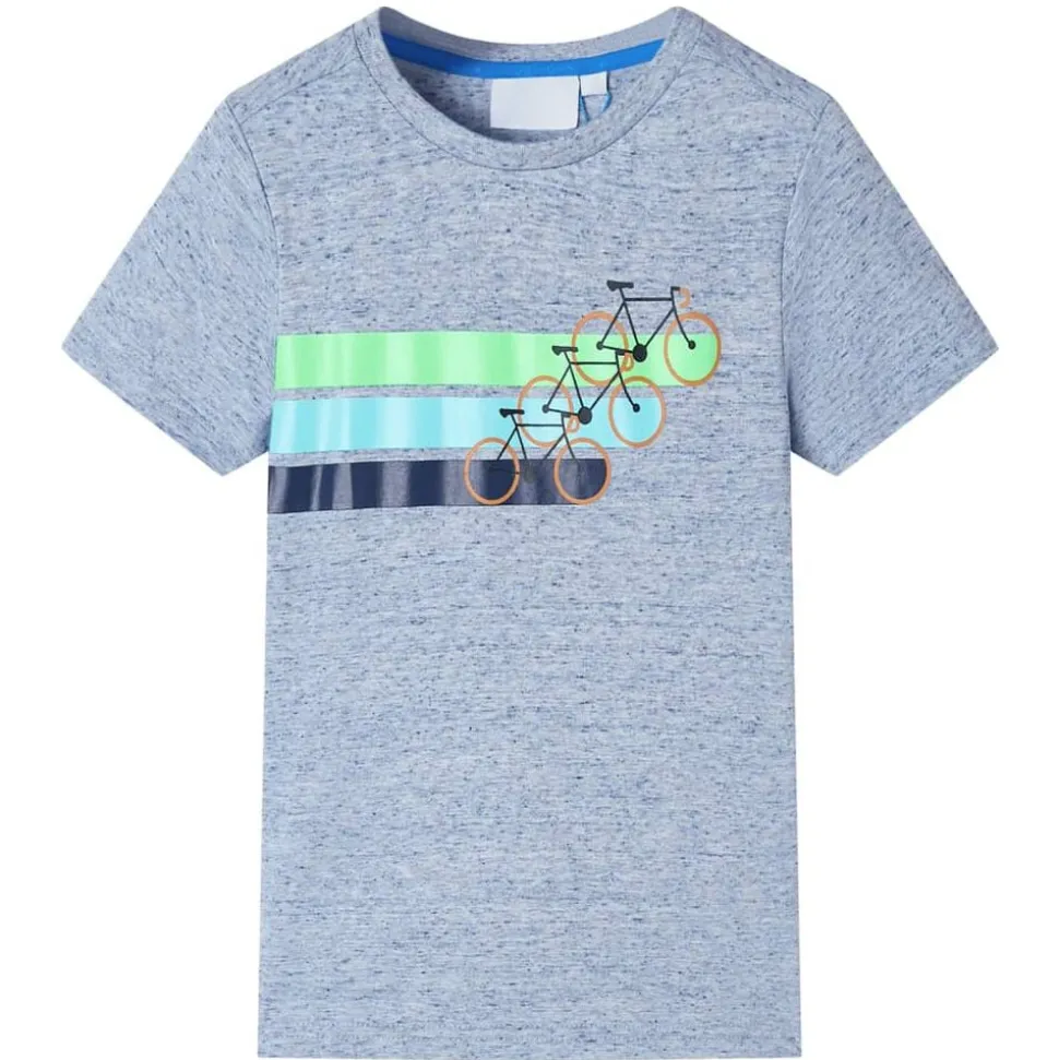 Kindershirt met korte mouwen 116 gemêleerd blauw