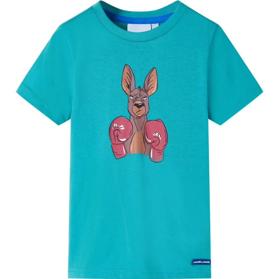 Kindershirt met korte mouwen 128 donkermintkleurig