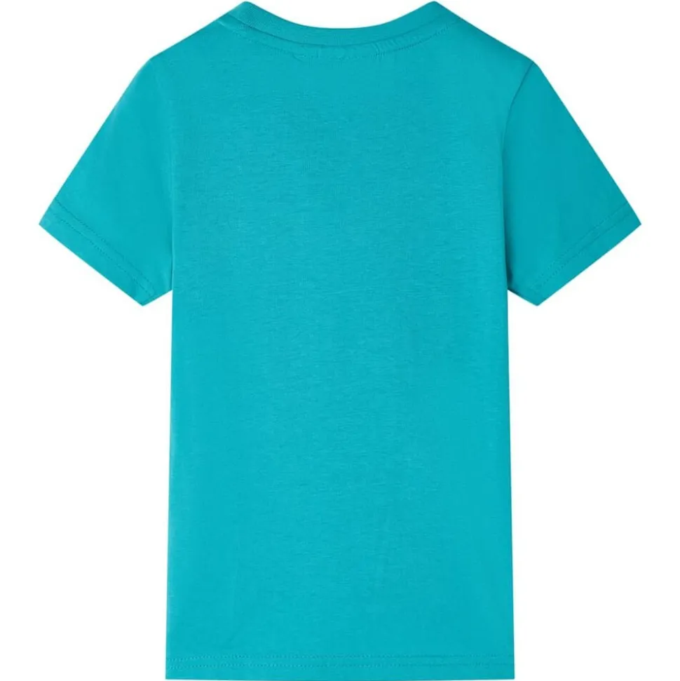 Kindershirt met korte mouwen 128 donkermintkleurig