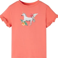 Kindershirt met korte mouwen 104 koraalkleurig