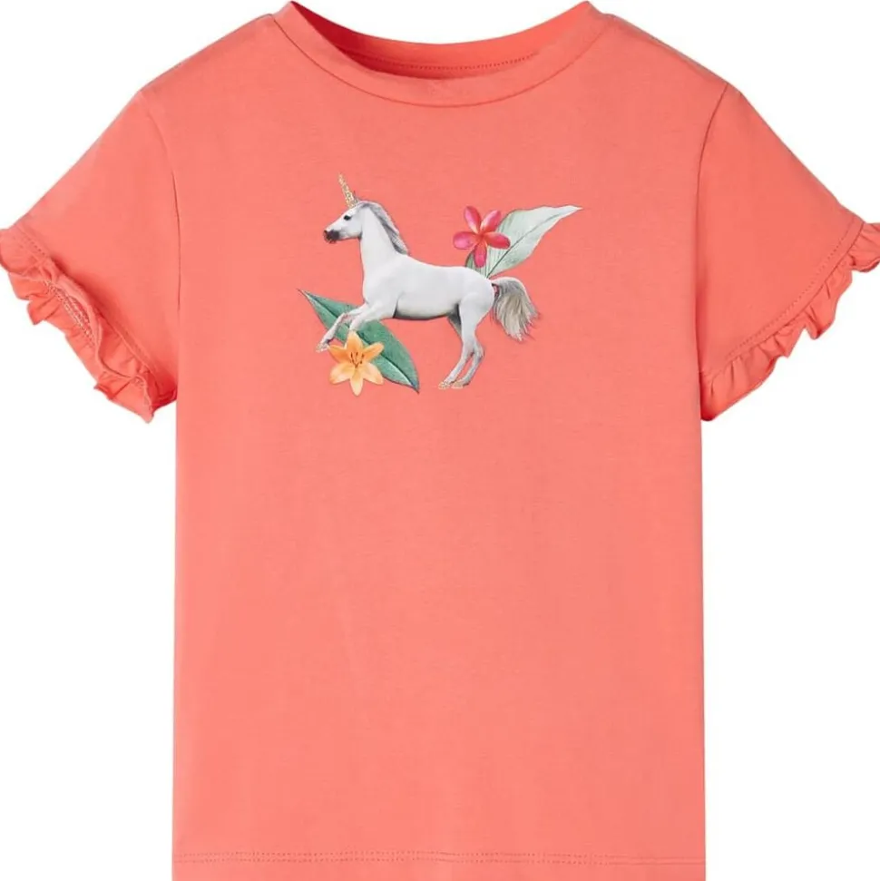 Kindershirt met korte mouwen 104 koraalkleurig