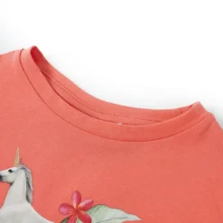 Kindershirt met korte mouwen 104 koraalkleurig