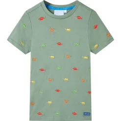 Kindershirt met korte mouwen 104 kakikleurig