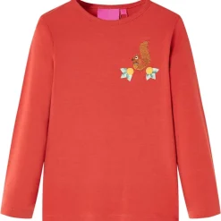 Kindershirt met lange mouwen 92 roodbruin