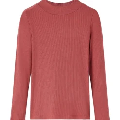 Kindershirt met lange mouwen en lage col 104 roodbruin