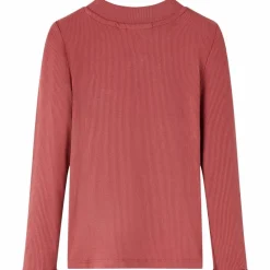 Kindershirt met lange mouwen en lage col 104 roodbruin