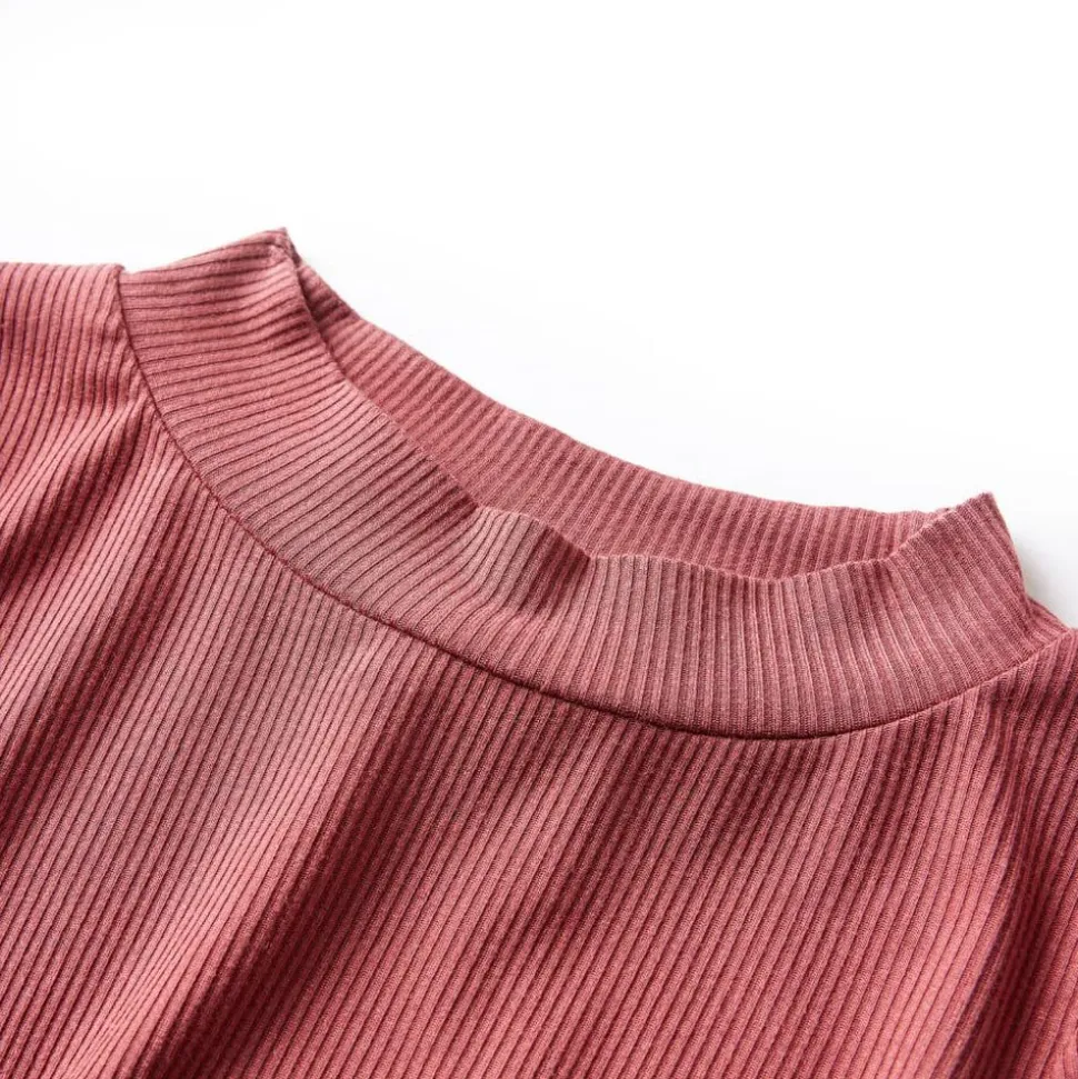 Kindershirt met lange mouwen en lage col 104 roodbruin