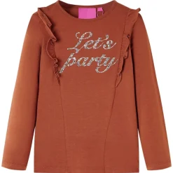 Kindershirt met lange mouwen 128 cognackleurig
