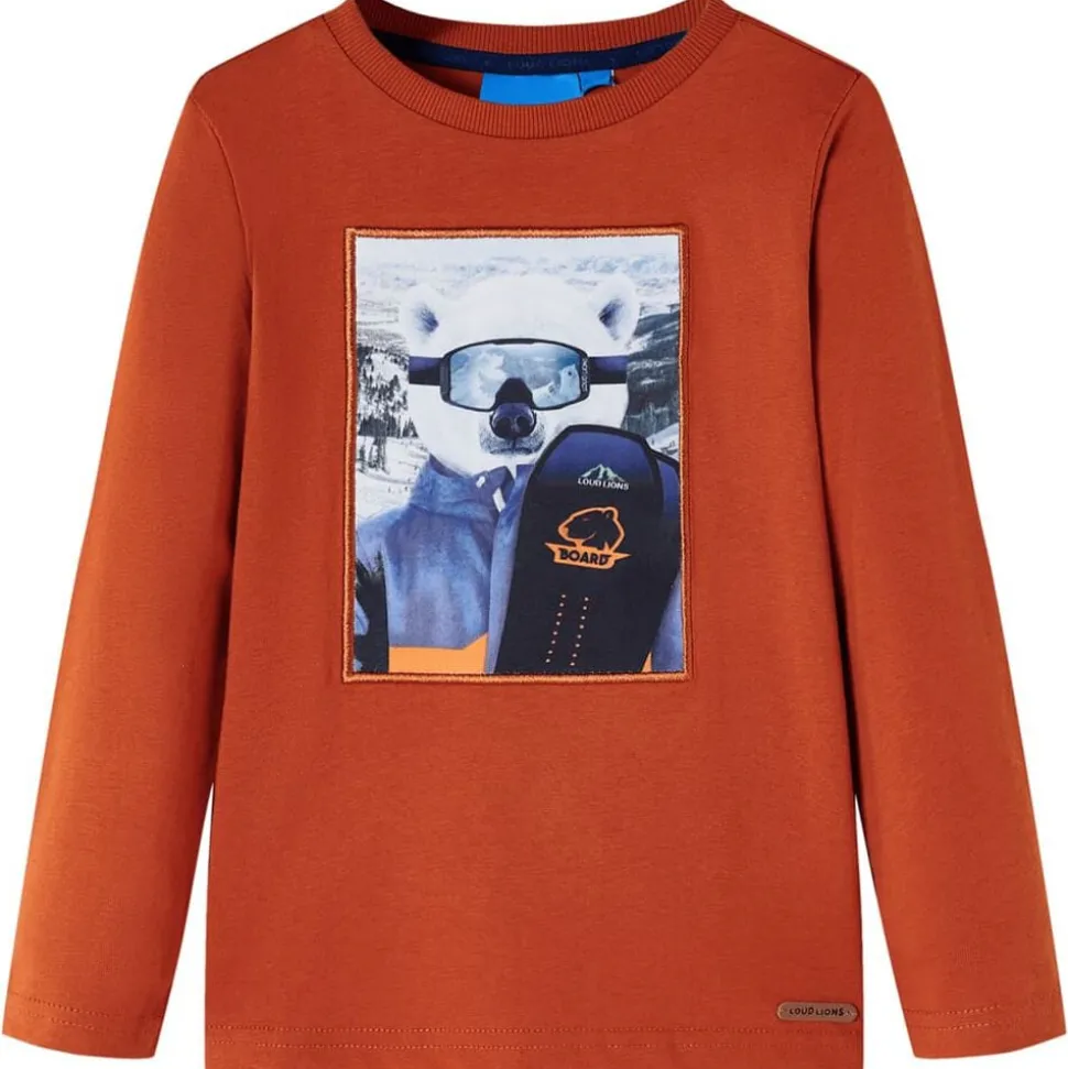 Kindershirt met lange mouwen 104 lichtroestkleurig