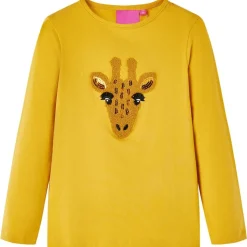 Kindershirt met lange mouwen 104 donker okerkleurig