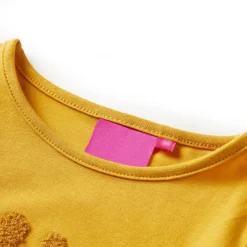 Kindershirt met lange mouwen 104 donker okerkleurig
