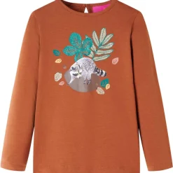 Kindershirt met lange mouwen 128 cognackleurig