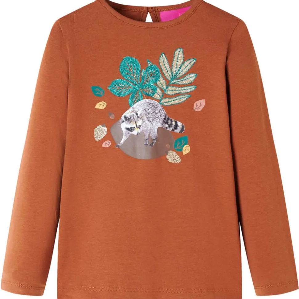 Kindershirt met lange mouwen 128 cognackleurig