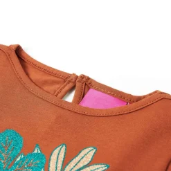 Kindershirt met lange mouwen 128 cognackleurig