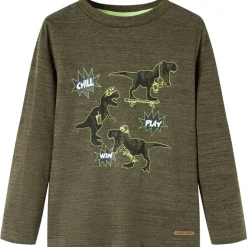 Kindershirt met lange mouwen 92 gemêleerd kakikleurig