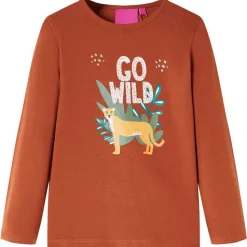 Kindershirt met lange mouwen 104 cognackleurig