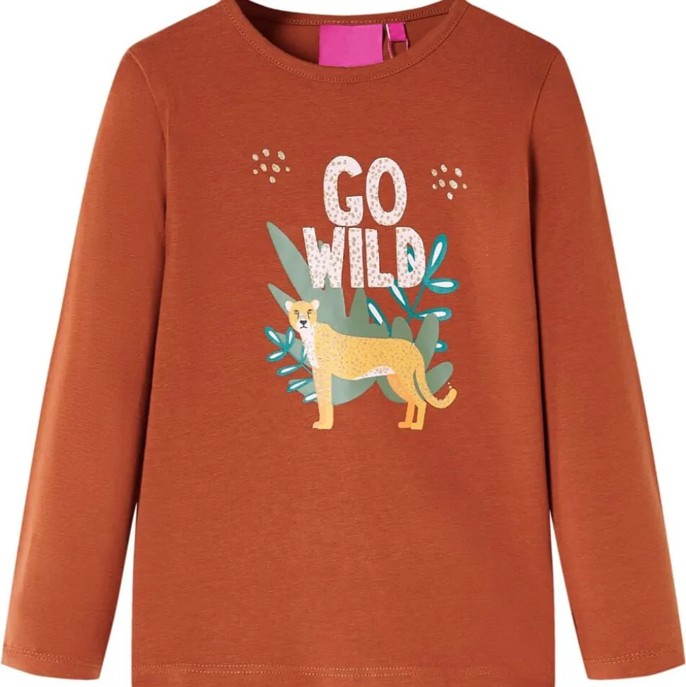Kindershirt met lange mouwen 104 cognackleurig