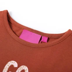 Kindershirt met lange mouwen 104 cognackleurig