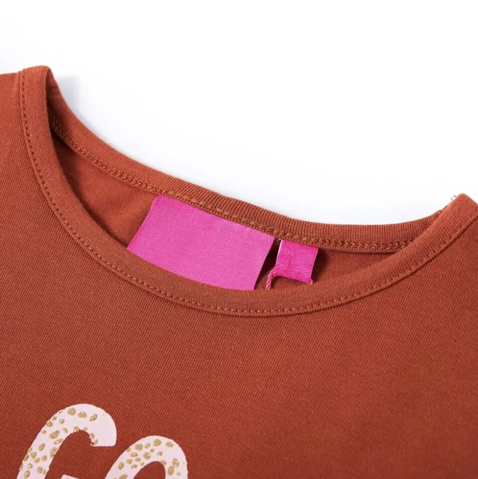 Kindershirt met lange mouwen 104 cognackleurig