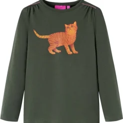 Kindershirt met lange mouwen 92 kakikleurig