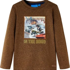Kindershirt met lange mouwen 104 gemêleerd cognackleur