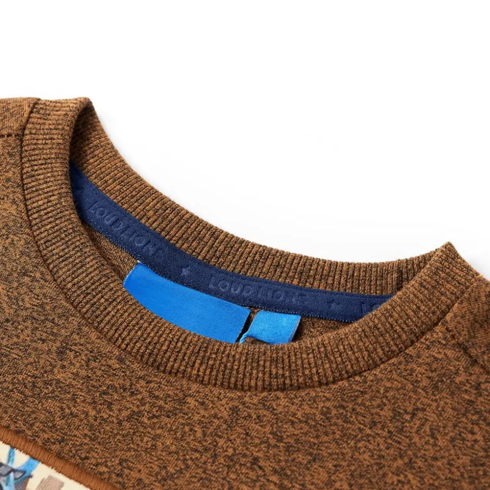 Kindershirt met lange mouwen 104 gemêleerd cognackleur