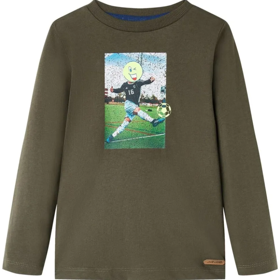 Kindershirt met lange mouwen 116 kakikleurig