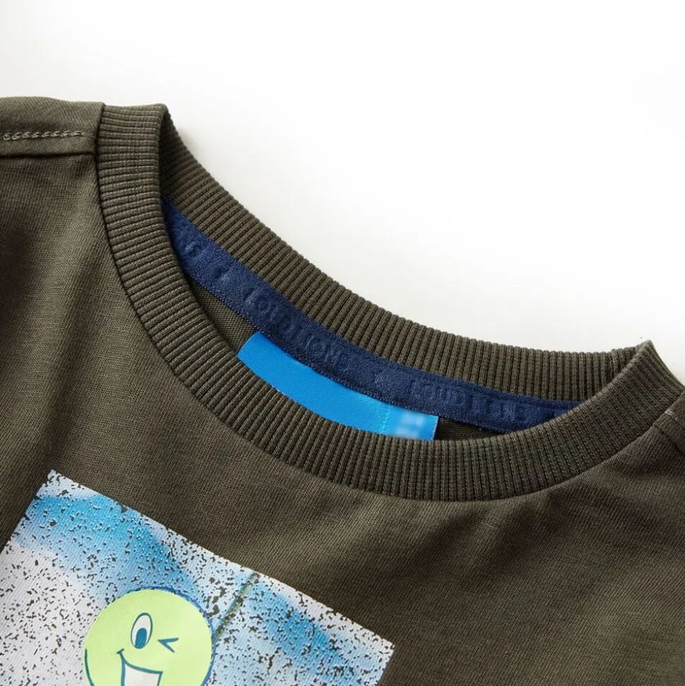 Kindershirt met lange mouwen 116 kakikleurig