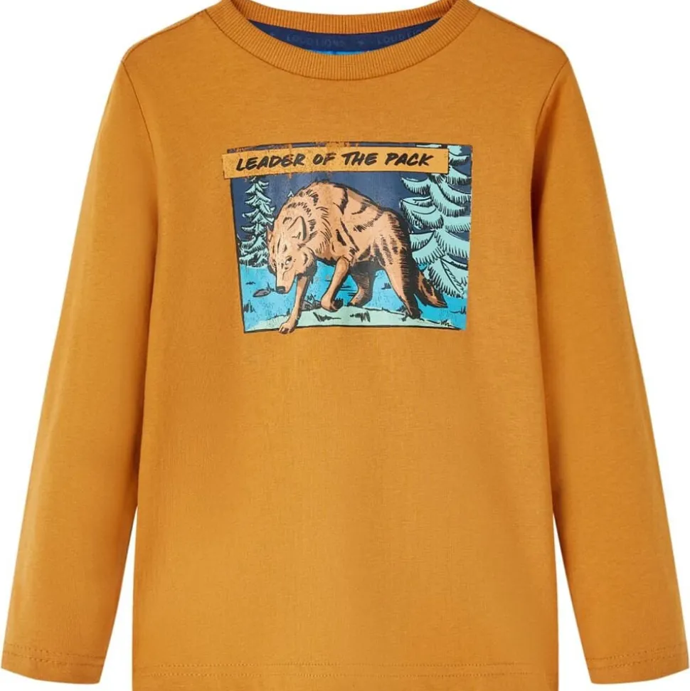 Kindershirt met lange mouwen 104 donkerokerkleurig