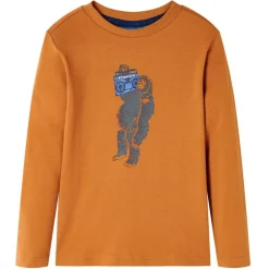 Kindershirt met lange mouwen 92 donkerokerkleurig