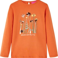 Kindershirt met lange mouwen 92 oranjebruin
