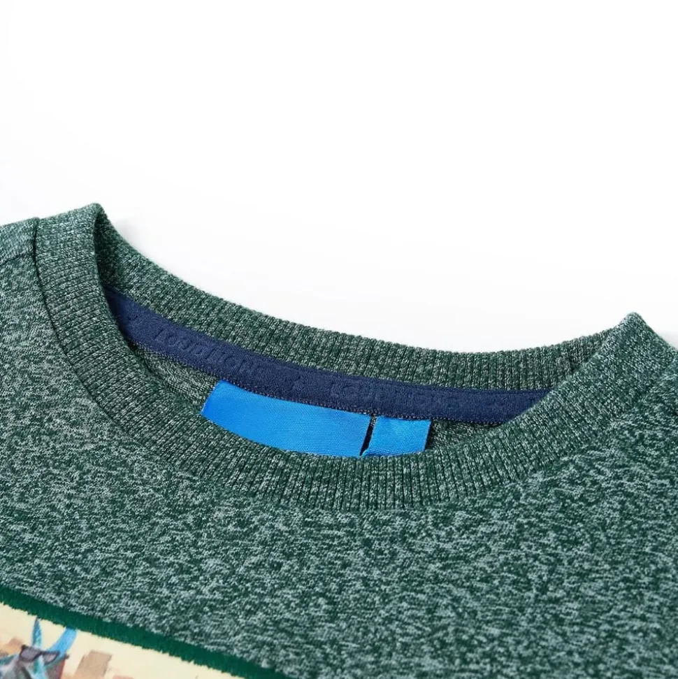 Kindershirt met lange mouwen 104 gemêleerd donkergroen