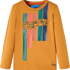 Kindershirt met lange mouwen 104 donkerokerkleurig
