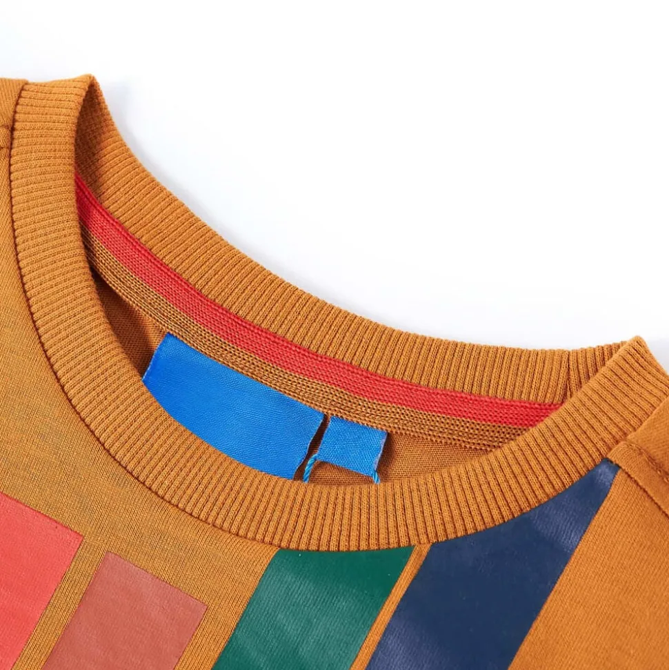Kindershirt met lange mouwen 104 donkerokerkleurig