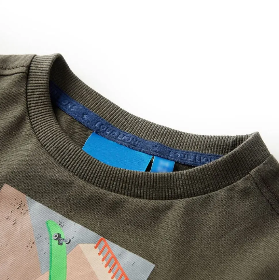Kindershirt met lange mouwen 104 kakikleurig