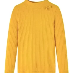 Kindershirt met lange mouwen geribd 92 donker okerkleurig