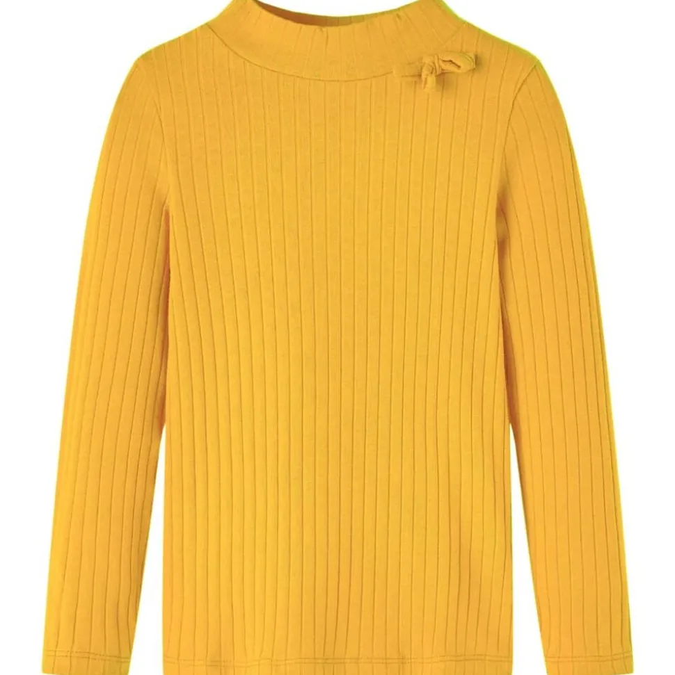 Kindershirt met lange mouwen geribd 92 donker okerkleurig