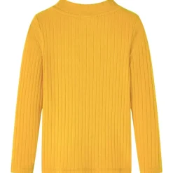 Kindershirt met lange mouwen geribd 92 donker okerkleurig