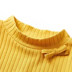 Kindershirt met lange mouwen geribd 92 donker okerkleurig