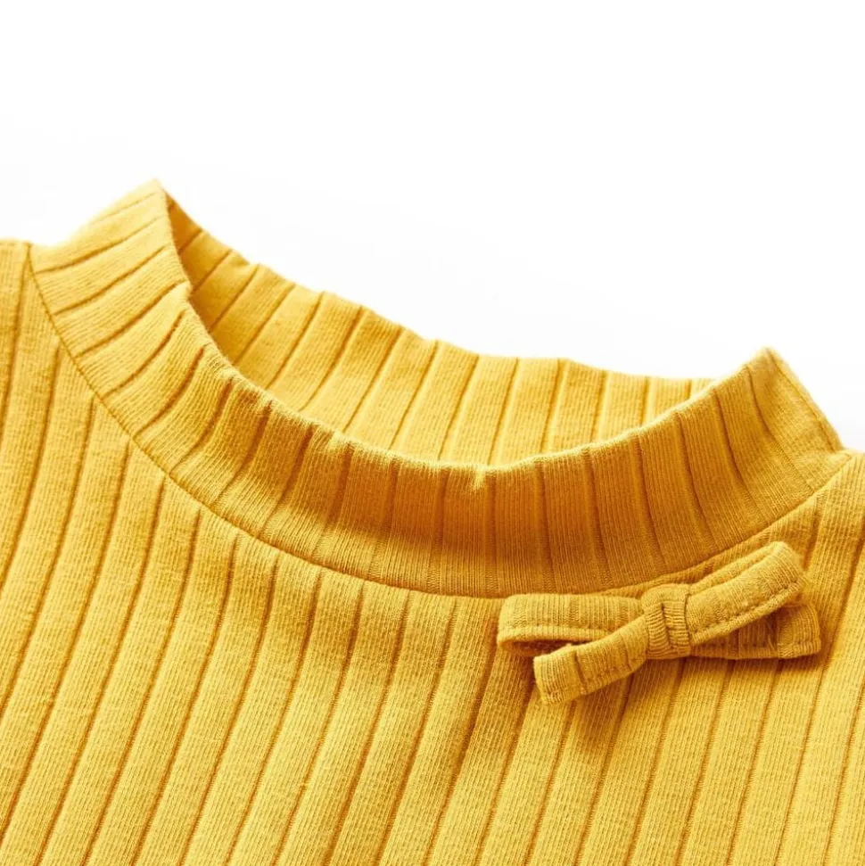 Kindershirt met lange mouwen geribd 92 donker okerkleurig