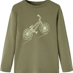 Kindershirt met lange mouwen 92 kakikleurig