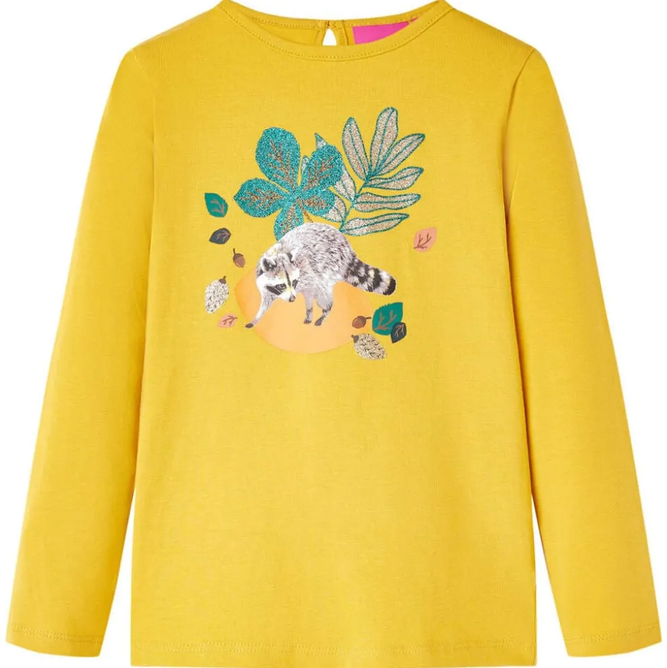 Kindershirt met lange mouwen 116 okerkleurig