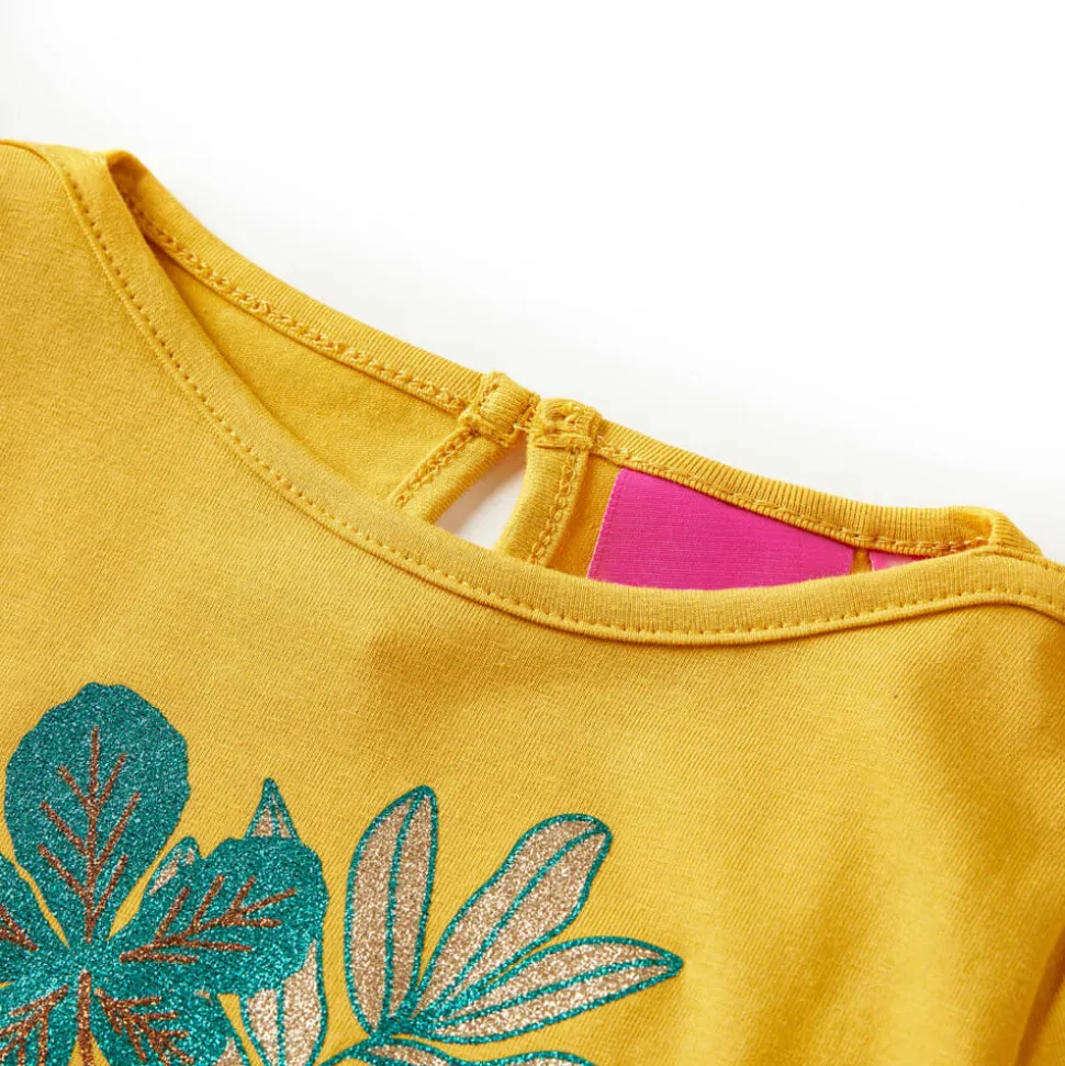 Kindershirt met lange mouwen 116 okerkleurig