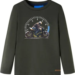Kindershirt met lange mouwen 104 kakikleurig