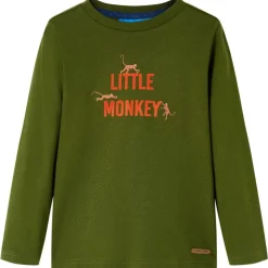Kindershirt met lange mouwen 104 donkerkakikleurig