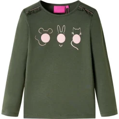 Kindershirt met lange mouwen 104 kakikleurig