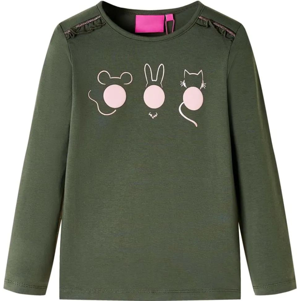 Kindershirt met lange mouwen 104 kakikleurig