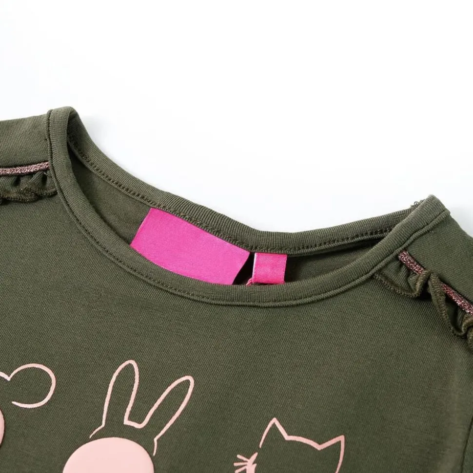 Kindershirt met lange mouwen 104 kakikleurig