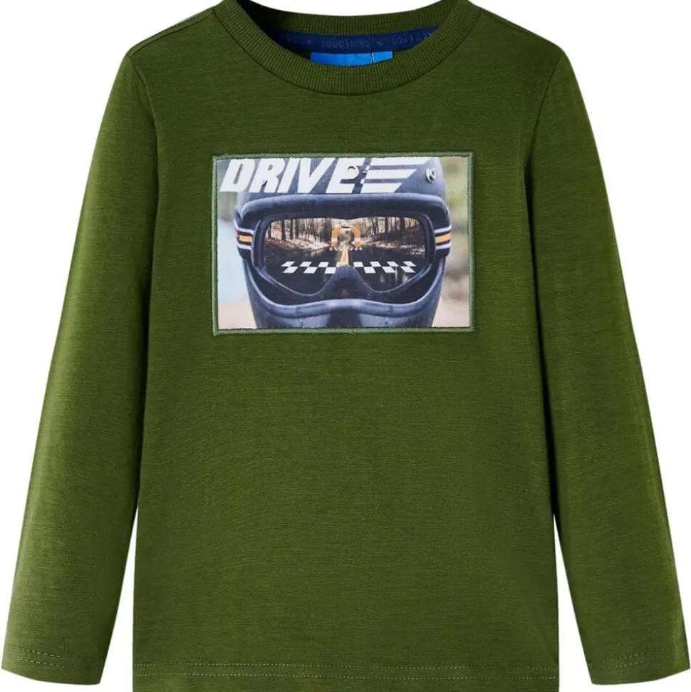 Kindershirt met lange mouwen 104 donkerkakikleurig
